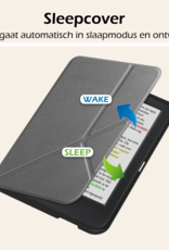 Nomfy Hoesje Geschikt voor Kobo Clara Colour Hoes Book Case Trifold - Hoes Geschikt voor Kobo Clara Colour Hoesje Book Cover - Grijs