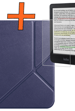 Nomfy Hoesje Geschikt voor Kobo Clara Colour Hoes Book Case Trifold - Hoes Geschikt voor Kobo Clara Colour Hoesje Book Cover Met Screenprotector - Donkerblauw