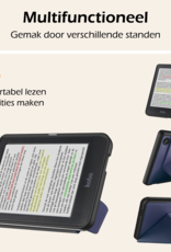 Nomfy Hoesje Geschikt voor Kobo Clara Colour Hoes Book Case Trifold - Hoes Geschikt voor Kobo Clara Colour Hoesje Book Cover Met Screenprotector - Donkerblauw