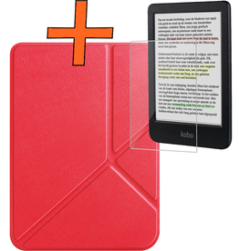 Nomfy Nomfy Kobo Clara Colour Hoesje Trifold Met Screenprotector - Rood