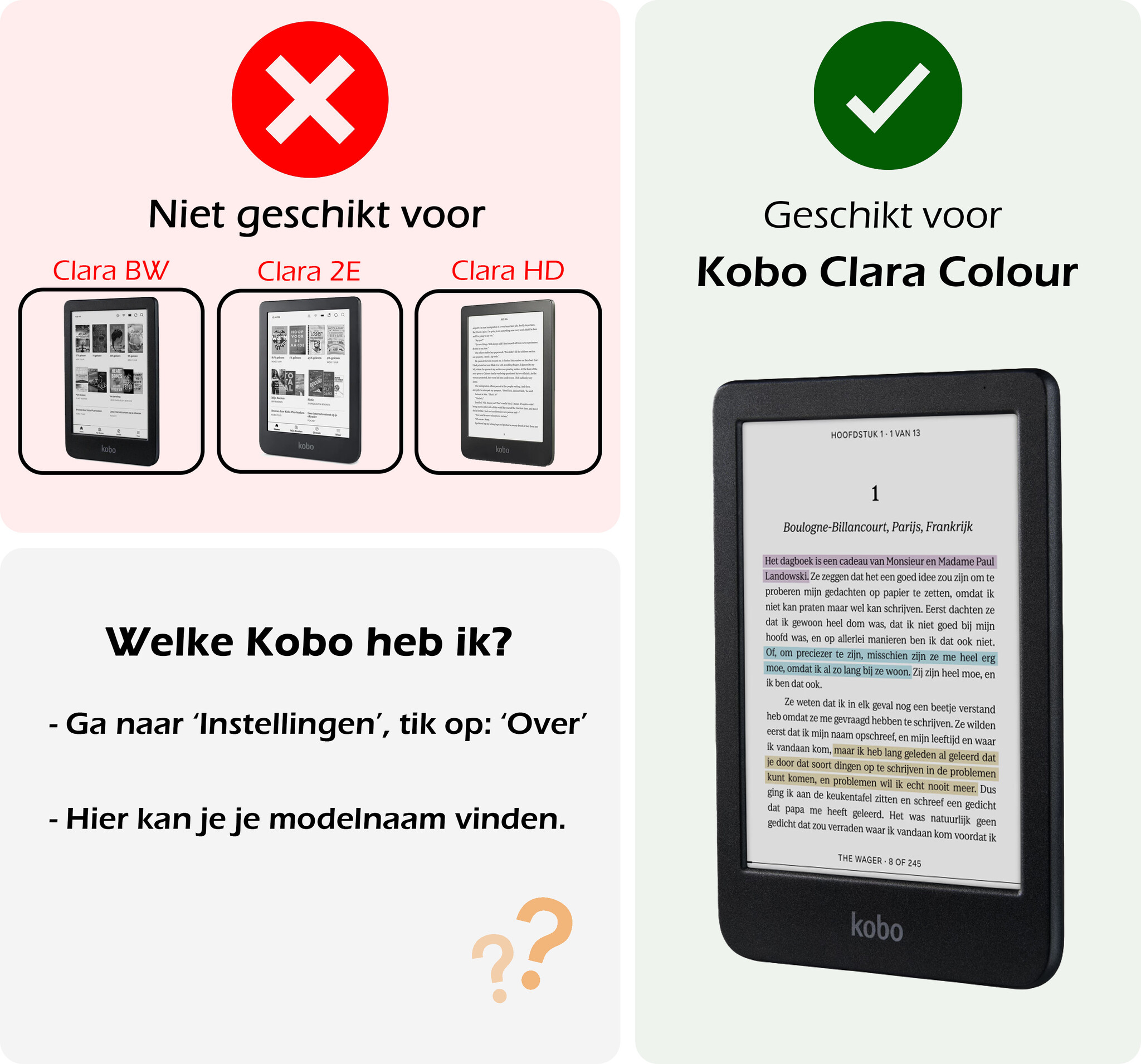Nomfy Hoesje Geschikt voor Kobo Clara Colour Hoes Book Case Trifold - Hoes Geschikt voor Kobo Clara Colour Hoesje Book Cover Met Screenprotector - Rood