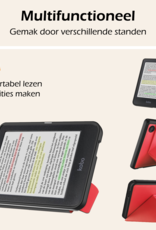 Nomfy Hoesje Geschikt voor Kobo Clara Colour Hoes Book Case Trifold - Hoes Geschikt voor Kobo Clara Colour Hoesje Book Cover Met Screenprotector - Rood