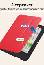 Nomfy Hoesje Geschikt voor Kobo Clara Colour Hoes Book Case Trifold - Hoes Geschikt voor Kobo Clara Colour Hoesje Book Cover Met Screenprotector - Rood