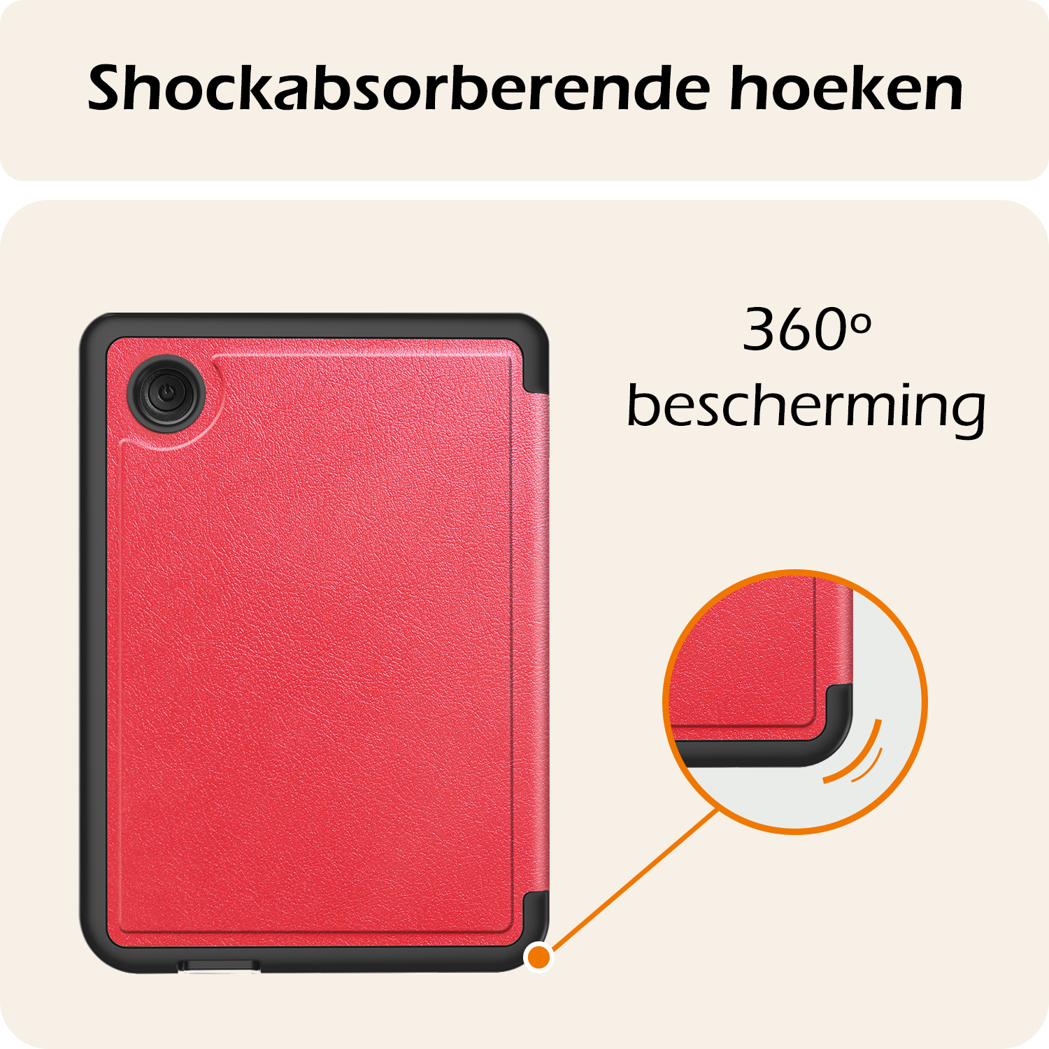 Nomfy Hoesje Geschikt voor Kobo Clara Colour Hoes Book Case Trifold - Hoes Geschikt voor Kobo Clara Colour Hoesje Book Cover Met Screenprotector - Rood