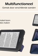 Nomfy Hoesje Geschikt voor Kobo Clara BW Hoes Book Case Trifold - Hoes Geschikt voor Kobo Clara BW Hoesje Book Cover - Donkerblauw