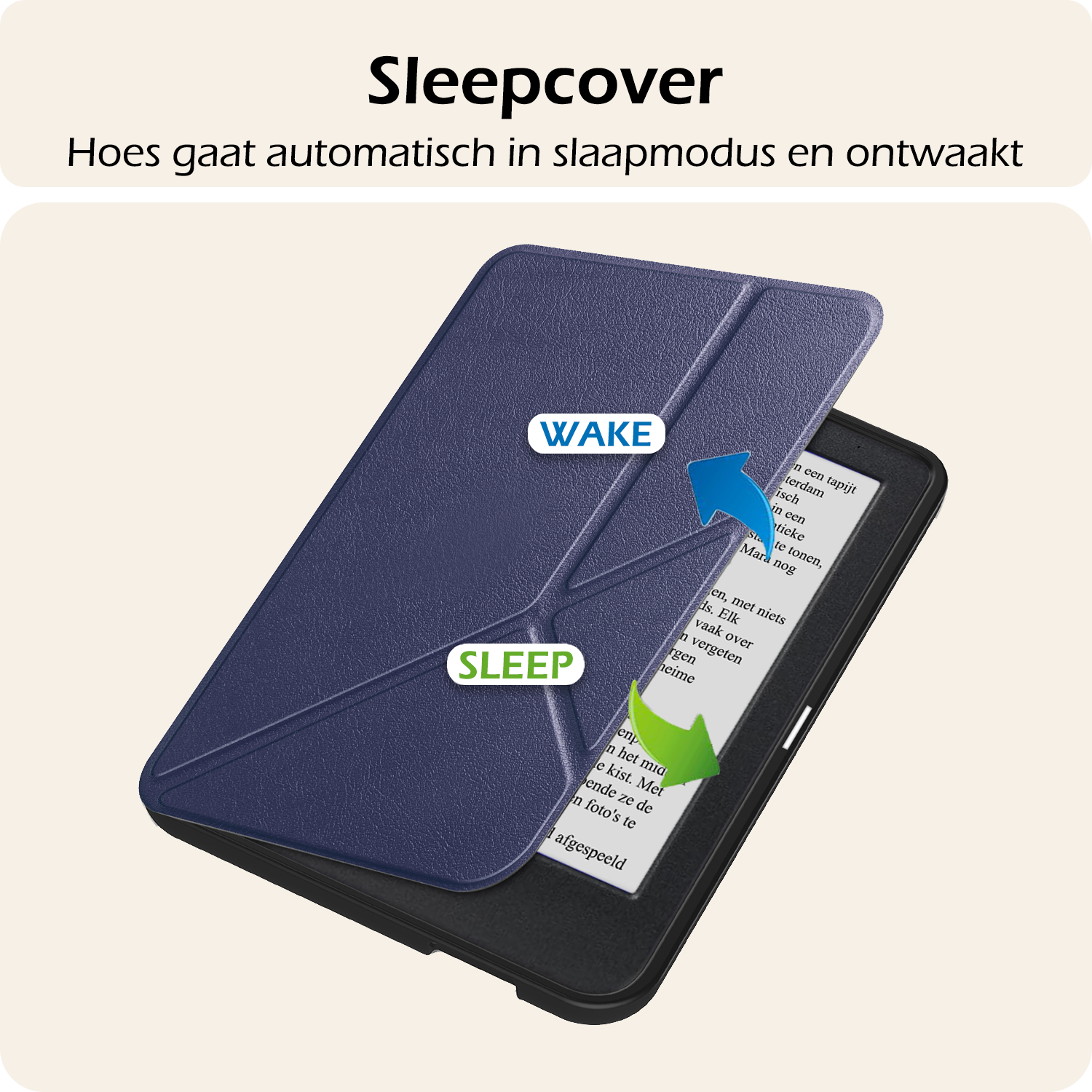 Nomfy Hoesje Geschikt voor Kobo Clara BW Hoes Book Case Trifold - Hoes Geschikt voor Kobo Clara BW Hoesje Book Cover - Donkerblauw