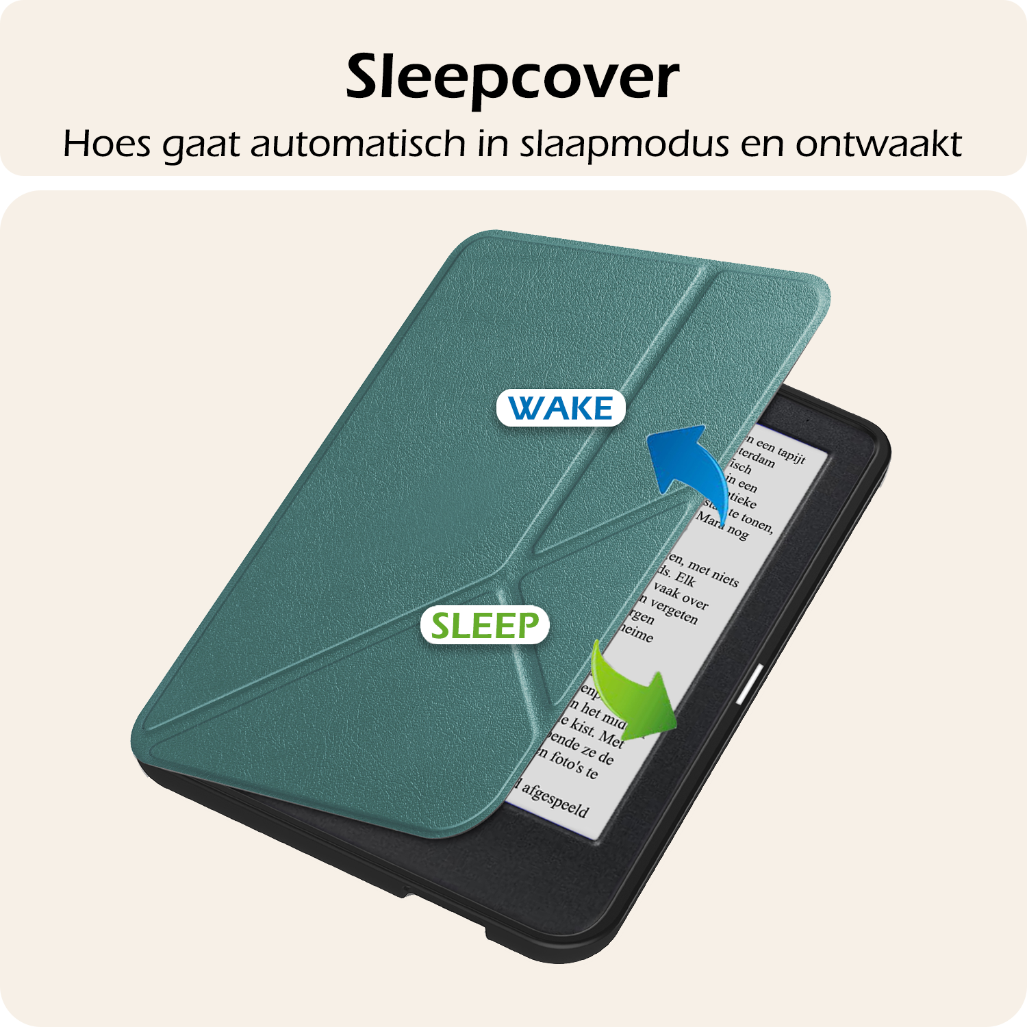 Nomfy Hoesje Geschikt voor Kobo Clara BW Hoes Book Case Trifold - Hoes Geschikt voor Kobo Clara BW Hoesje Book Cover - Donkergroen