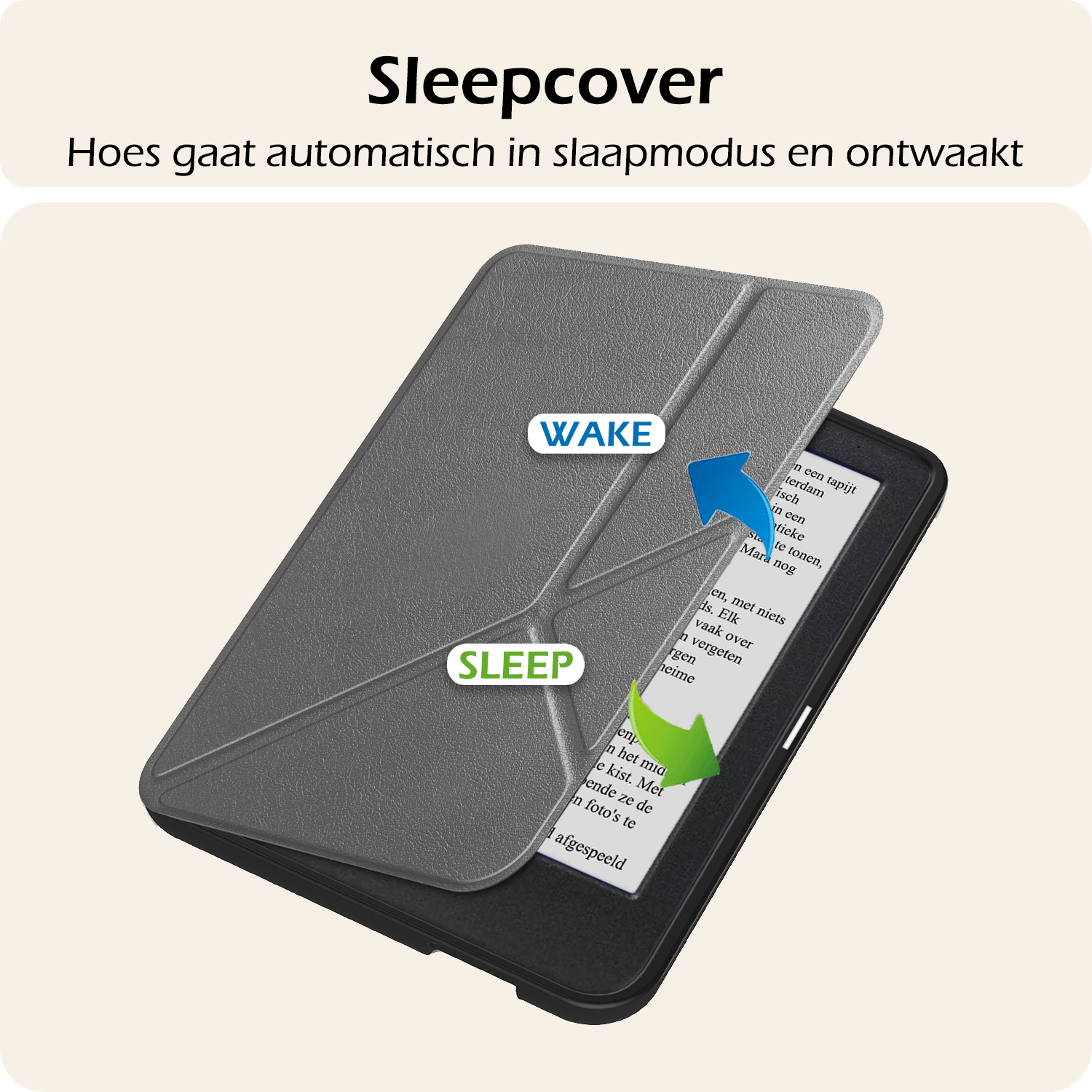 Nomfy Hoesje Geschikt voor Kobo Clara BW Hoes Book Case Trifold - Hoes Geschikt voor Kobo Clara BW Hoesje Book Cover - Grijs