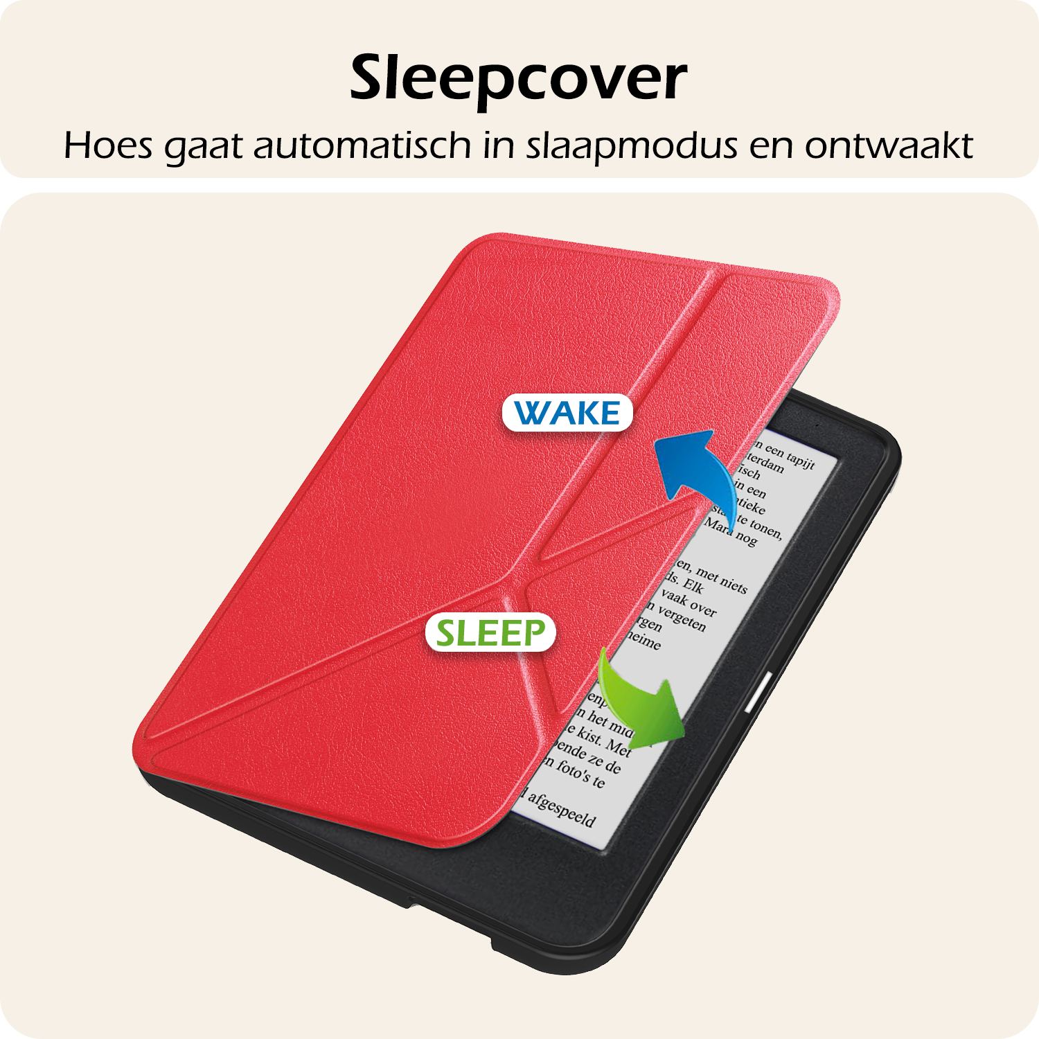 Nomfy Hoesje Geschikt voor Kobo Clara BW Hoes Book Case Trifold - Hoes Geschikt voor Kobo Clara BW Hoesje Book Cover - Rood