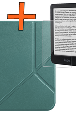 Nomfy Hoesje Geschikt voor Kobo Clara BW Hoes Book Case Trifold - Hoes Geschikt voor Kobo Clara BW Hoesje Book Cover Met Screenprotector - Donkergroen