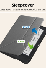 Nomfy Hoesje Geschikt voor Kobo Clara BW Hoes Book Case Trifold - Hoes Geschikt voor Kobo Clara BW Hoesje Book Cover Met Screenprotector - Grijs