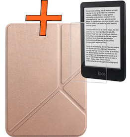 Nomfy Nomfy Kobo Clara BW Hoesje Trifold Met Screenprotector - Rose Goud