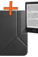 Nomfy Hoesje Geschikt voor Kobo Clara BW Hoes Book Case Trifold - Hoes Geschikt voor Kobo Clara BW Hoesje Book Cover Met Screenprotector - Zwart