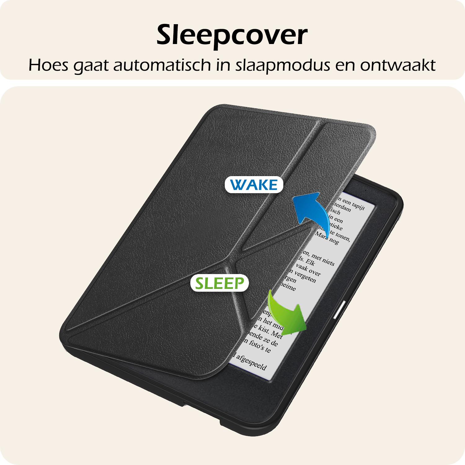 Nomfy Hoesje Geschikt voor Kobo Clara BW Hoes Book Case Trifold - Hoes Geschikt voor Kobo Clara BW Hoesje Book Cover Met Screenprotector - Zwart