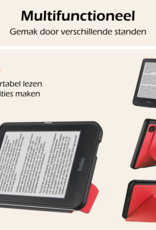 Nomfy Hoesje Geschikt voor Kobo Clara BW Hoes Book Case Trifold - Hoes Geschikt voor Kobo Clara BW Hoesje Book Cover Met Screenprotector - Rood