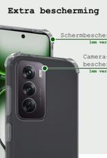 BASEY. Hoesje Geschikt voor Oppo Reno12 Hoesje Shock Proof Cover Case Shockproof - Hoes Geschikt voor Oppo Reno12 Hoes Siliconen Back Case - Transparant - 2 PACK