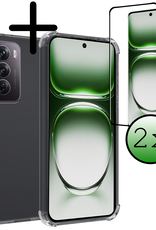 BASEY. Hoesje Geschikt voor Oppo Reno12 Hoesje Shock Proof Cover Case Shockproof Met 2x Screenprotector - Hoes Geschikt voor Oppo Reno12 Hoes Siliconen Back Case - Transparant
