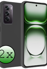 BASEY. Hoes Geschikt voor Oppo Reno12 Hoesje Siliconen Back Cover Case - Hoesje Geschikt voor Oppo Reno12 Hoes Cover Hoesje - Zwart - 2 Stuks