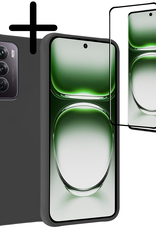 BASEY. Hoes Geschikt voor Oppo Reno12 Hoesje Siliconen Back Cover Case Met Screenprotector - Hoesje Geschikt voor Oppo Reno12 Hoes Cover Hoesje - Zwart