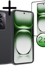 BASEY. Hoes Geschikt voor Oppo Reno12 Hoesje Siliconen Back Cover Case Met 2x Screenprotector - Hoesje Geschikt voor Oppo Reno12 Hoes Cover Hoesje - Transparant