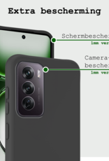 BASEY. Hoes Geschikt voor Oppo Reno12 Hoesje Siliconen Back Cover Case Met 2x Screenprotector - Hoesje Geschikt voor Oppo Reno12 Hoes Cover Hoesje - Zwart