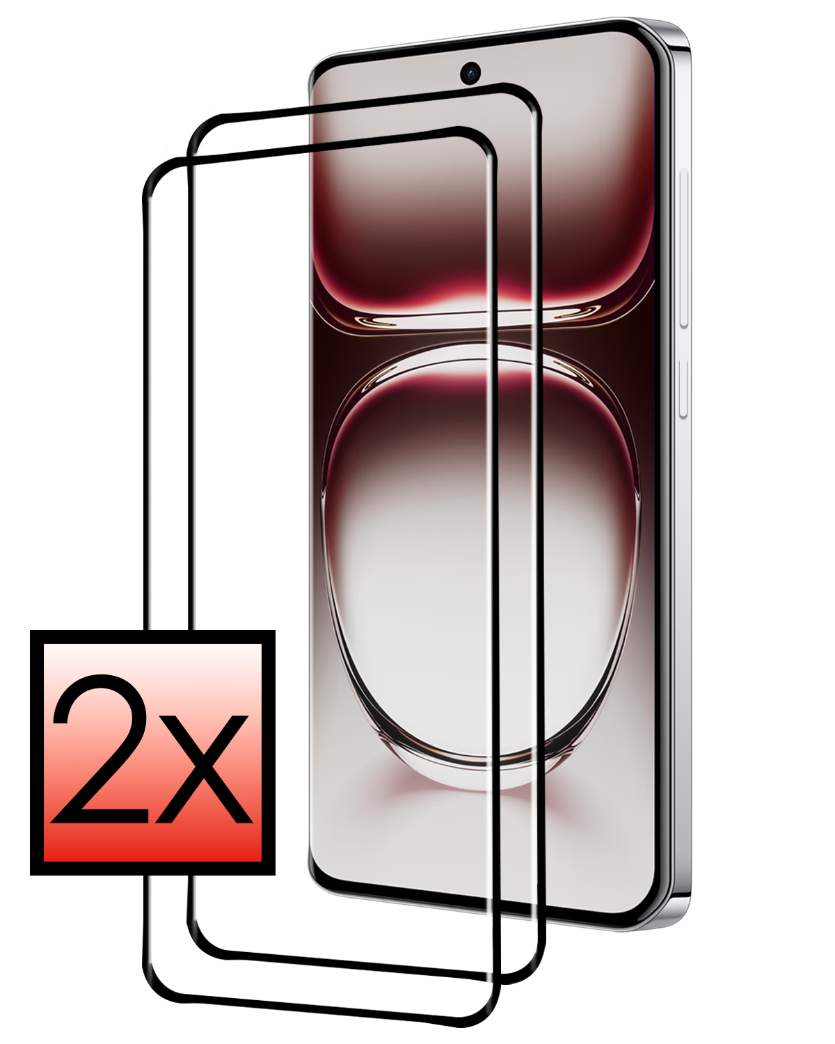 NoXx Screenprotector Geschikt voor Oppo Reno12 Screenprotector Tempered Glass Gehard Glas Full Cover - 2x