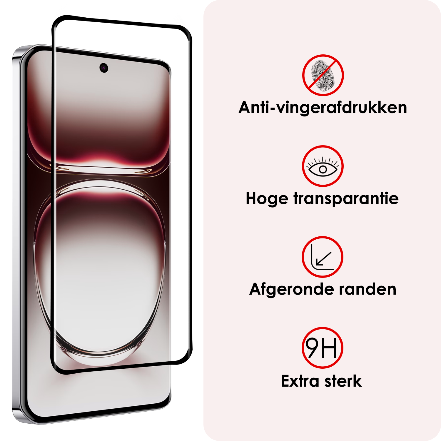 NoXx Screenprotector Geschikt voor Oppo Reno12 Screenprotector Tempered Glass Gehard Glas Full Cover - 3x
