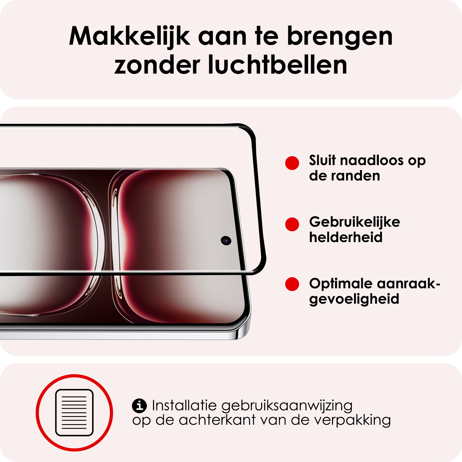 NoXx Screenprotector Geschikt voor Oppo Reno12 Screenprotector Tempered Glass Gehard Glas Full Cover - 3x