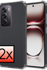 NoXx Hoesje Geschikt voor Oppo Reno12 Hoesje Shock Proof Cover Case Shockproof - Hoes Geschikt voor Oppo Reno12 Hoes Siliconen Back Case - Transparant - 2 PACK