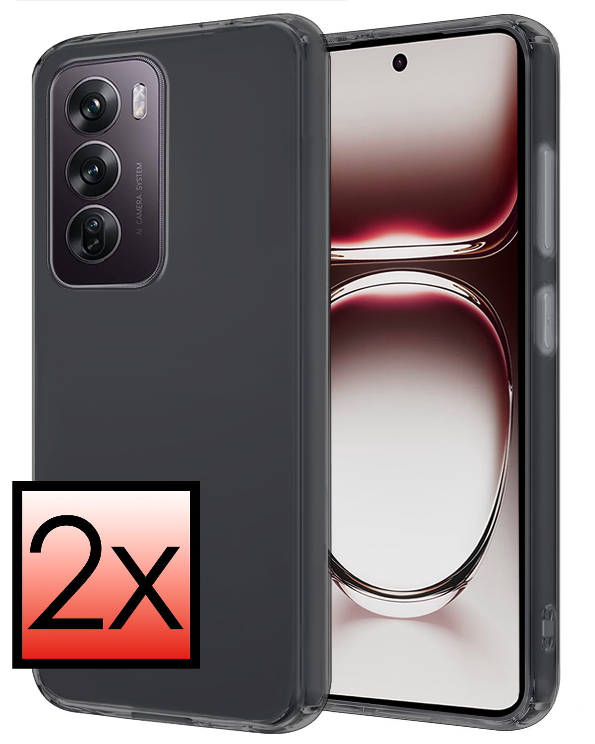 NoXx Hoes Geschikt voor Oppo Reno12 Hoesje Cover Siliconen Back Case Hoes - Transparant - 2x