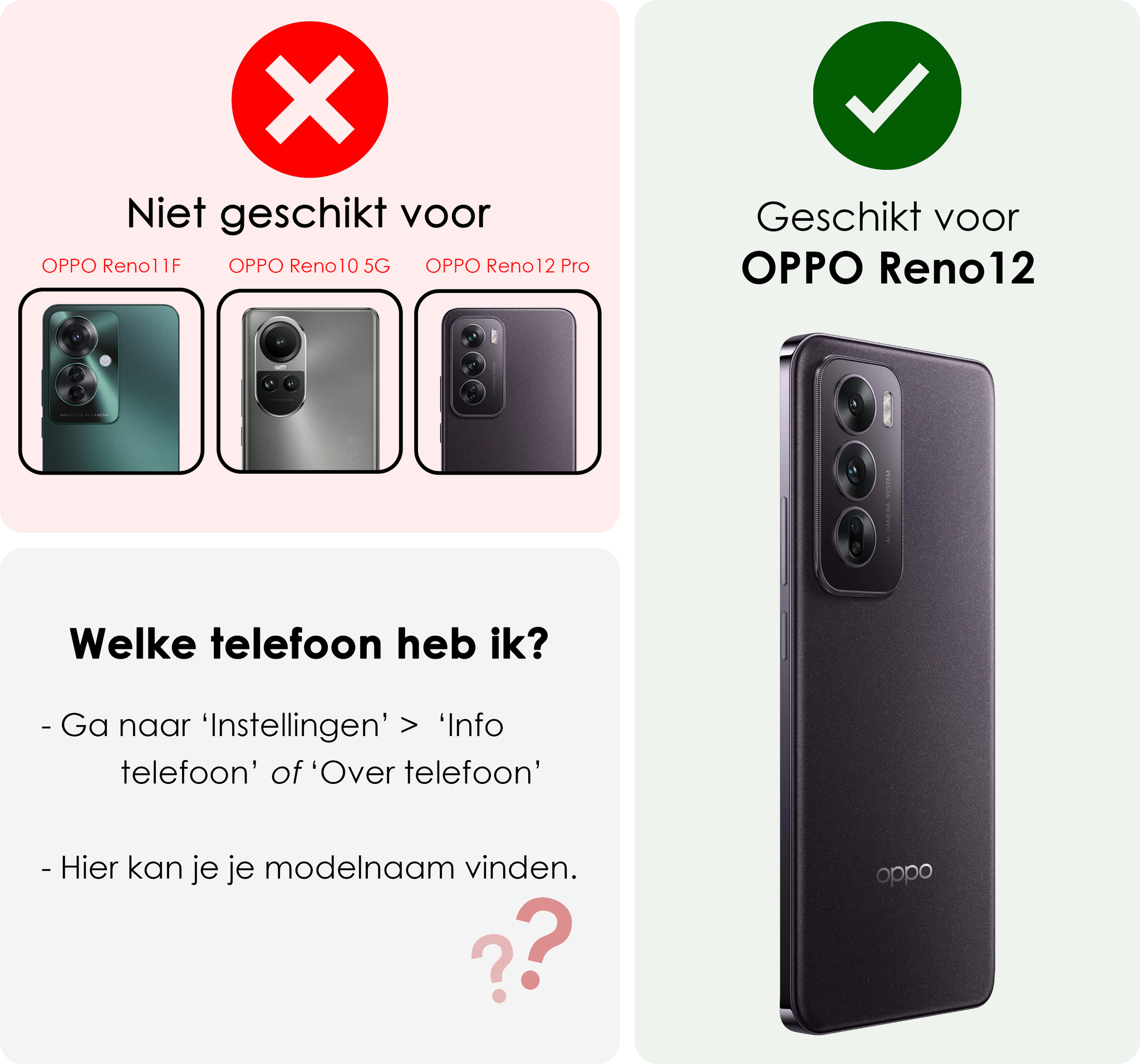 NoXx Hoes Geschikt voor Oppo Reno12 Hoesje Cover Siliconen Back Case Hoes - Zwart - 2x