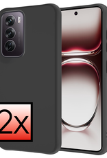 NoXx Hoes Geschikt voor Oppo Reno12 Hoesje Cover Siliconen Back Case Hoes - Zwart - 2x