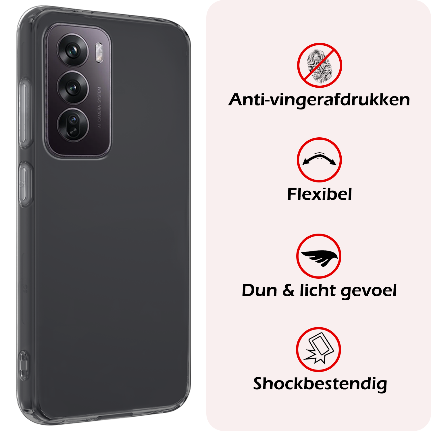NoXx Hoes Geschikt voor Oppo Reno12 Hoesje Cover Siliconen Back Case Hoes Met Screenprotector - Transparant