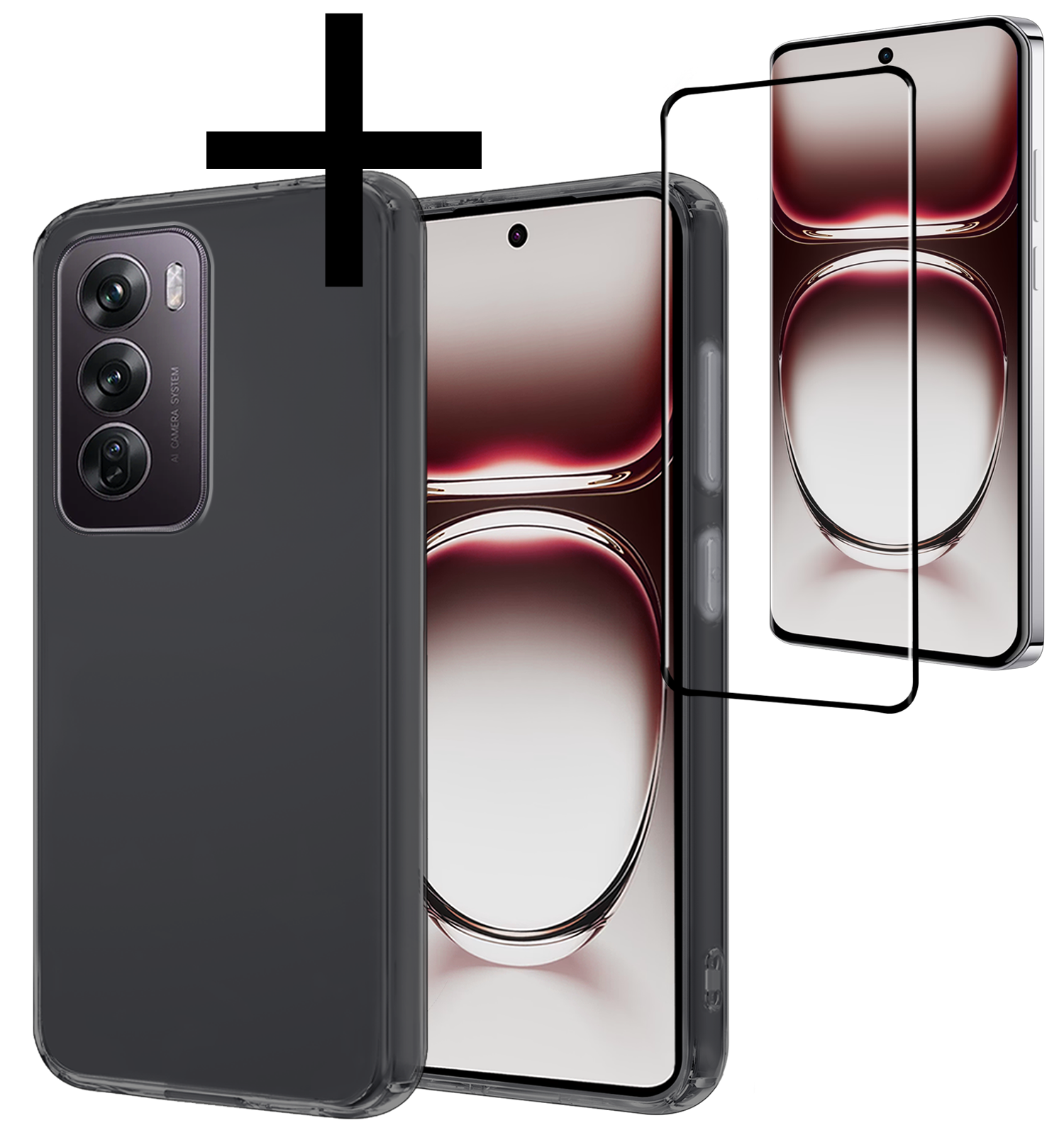NoXx Hoes Geschikt voor Oppo Reno12 Hoesje Cover Siliconen Back Case Hoes Met Screenprotector - Transparant