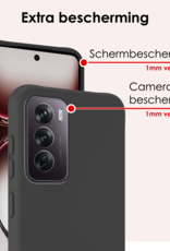 NoXx Hoes Geschikt voor Oppo Reno12 Hoesje Cover Siliconen Back Case Hoes Met 2x Screenprotector - Zwart