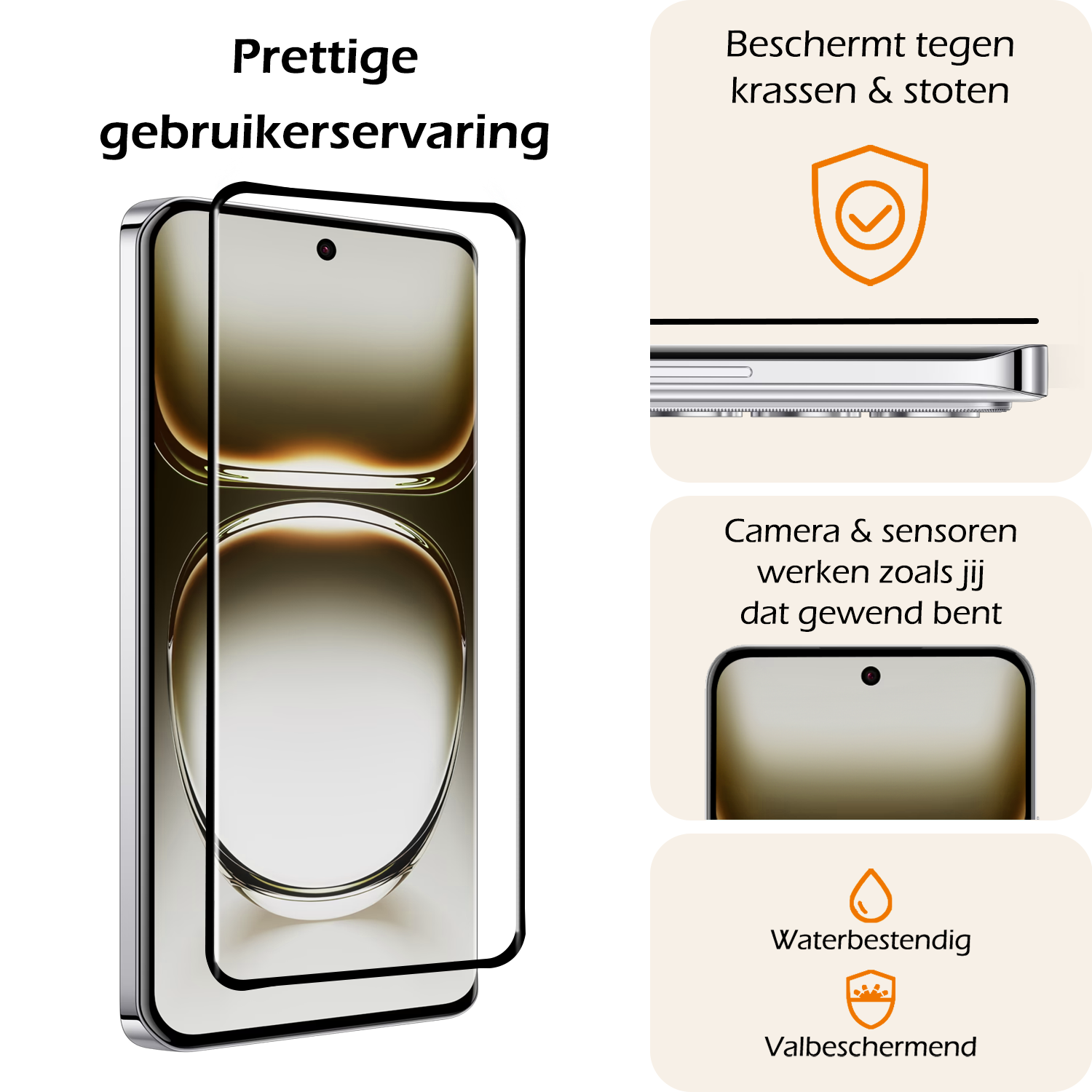 Nomfy Screenprotector Geschikt voor Oppo Reno12 Screenprotector Bescherm Glas - Screenprotector Geschikt voor Oppo Reno12 Screen Protector Tempered Glass Full Screen Full Cover - 3 PACK