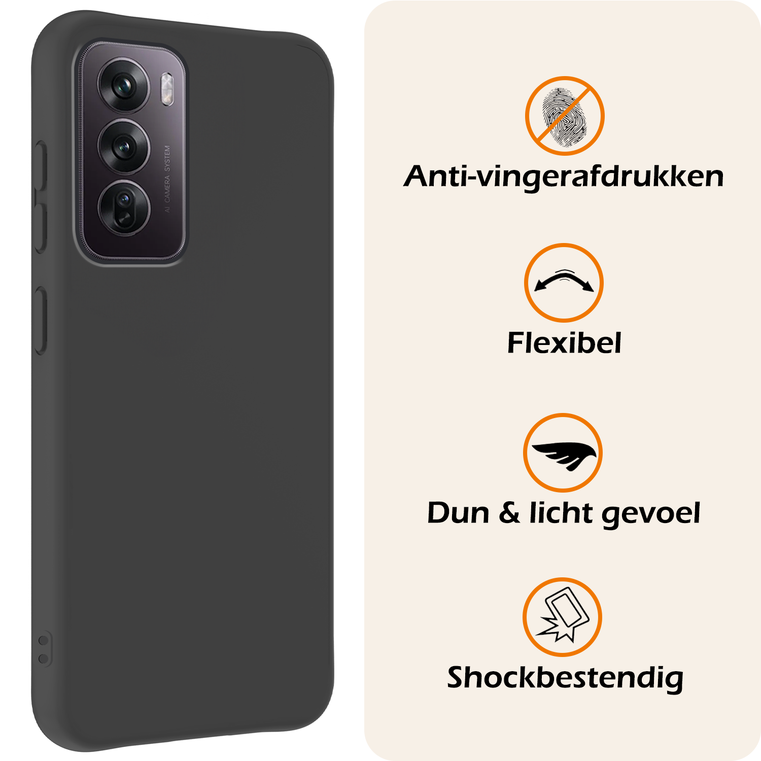 Nomfy Hoesje Geschikt voor Oppo Reno12 Hoesje Siliconen Cover Case - Hoes Geschikt voor Oppo Reno12 Hoes Back Case - Zwart