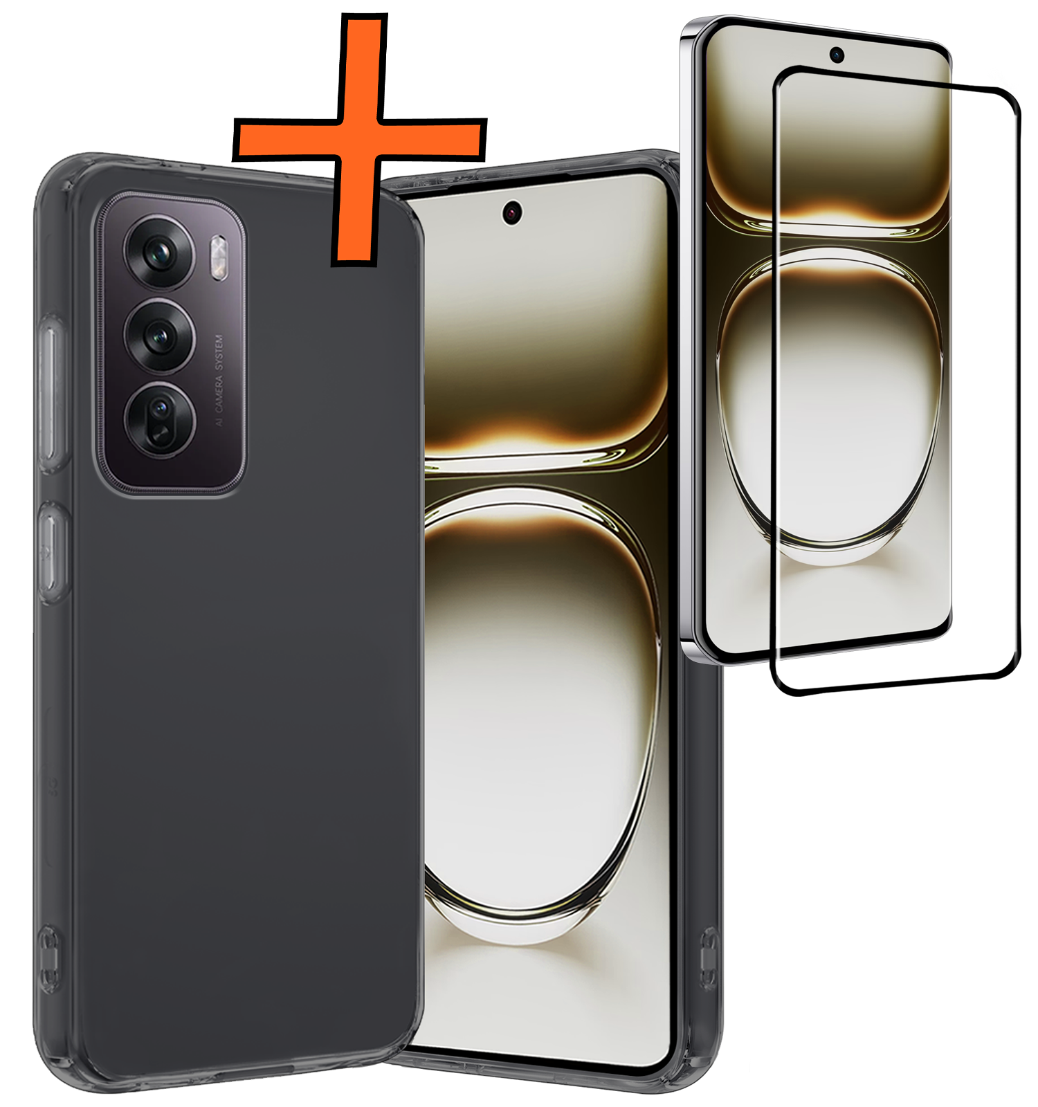 Nomfy Hoesje Geschikt voor Oppo Reno12 Hoesje Siliconen Cover Case Met Screenprotector - Hoes Geschikt voor Oppo Reno12 Hoes Back Case - Transparant