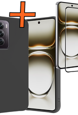 Nomfy Hoesje Geschikt voor Oppo Reno12 Hoesje Siliconen Cover Case Met Screenprotector - Hoes Geschikt voor Oppo Reno12 Hoes Back Case - Zwart