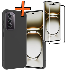 Nomfy Nomfy Oppo Reno12 Hoesje Siliconen Met Screenprotector - Zwart