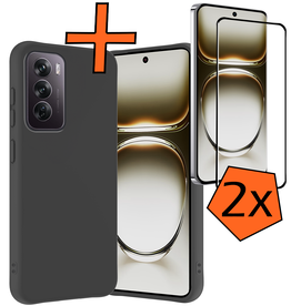 Nomfy Nomfy Oppo Reno12 Hoesje Siliconen Met 2x Screenprotector - Zwart