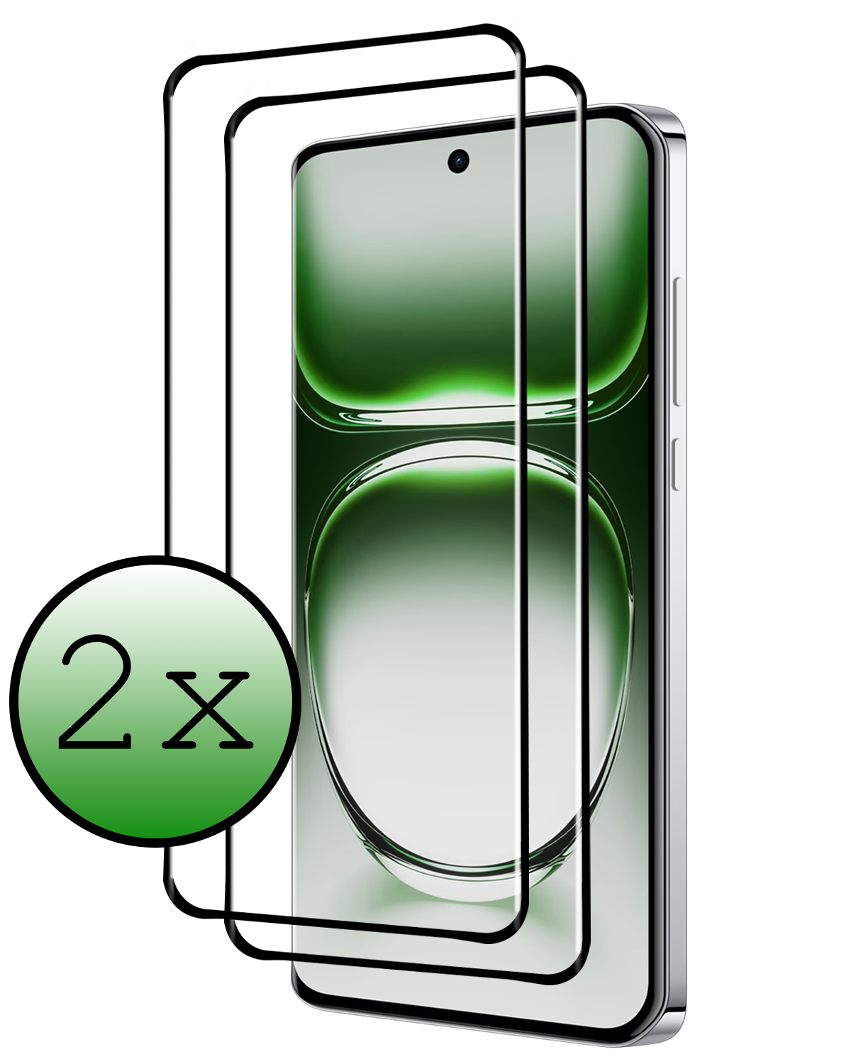 BASEY. Screenprotector Geschikt voor Oppo Reno12 Pro Screenprotector Beschermglas Full Cover - Screenprotector Geschikt voor Oppo Reno12 Pro Screen Protector Full Cover - 2 Stuks