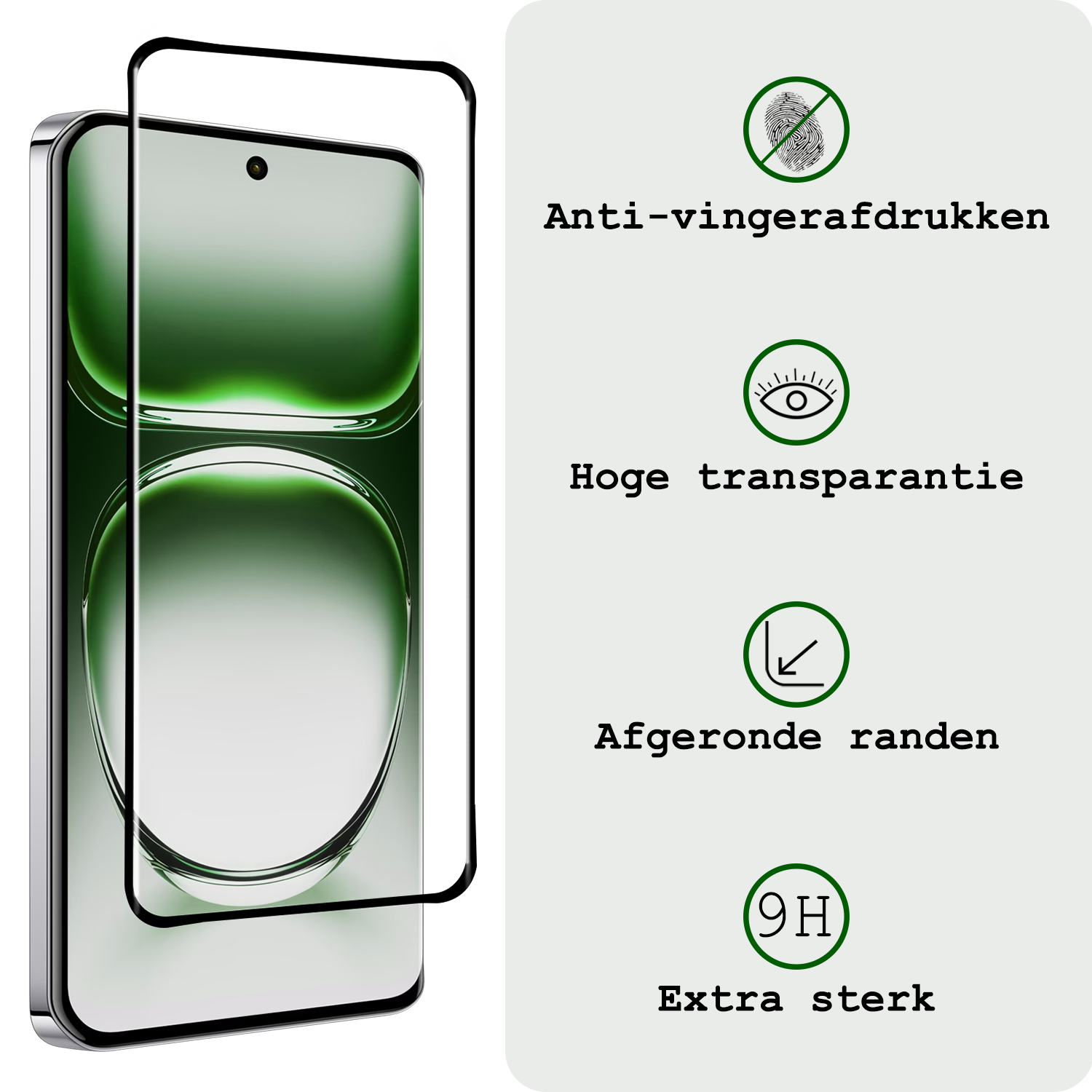 BASEY. Screenprotector Geschikt voor Oppo Reno12 Pro Screenprotector Beschermglas Full Cover - Screenprotector Geschikt voor Oppo Reno12 Pro Screen Protector Full Cover - 2 Stuks