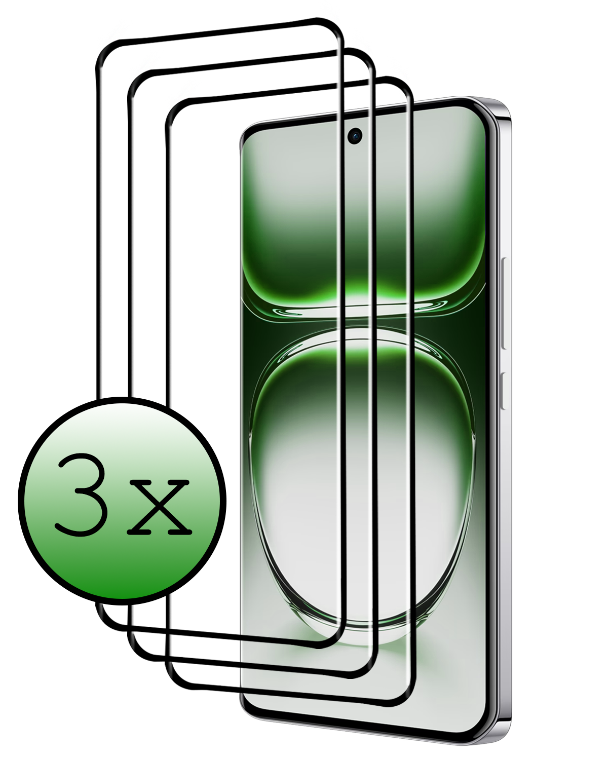 BASEY. Screenprotector Geschikt voor Oppo Reno12 Pro Screenprotector Beschermglas Full Cover - Screenprotector Geschikt voor Oppo Reno12 Pro Screen Protector Full Cover - 3 Stuks