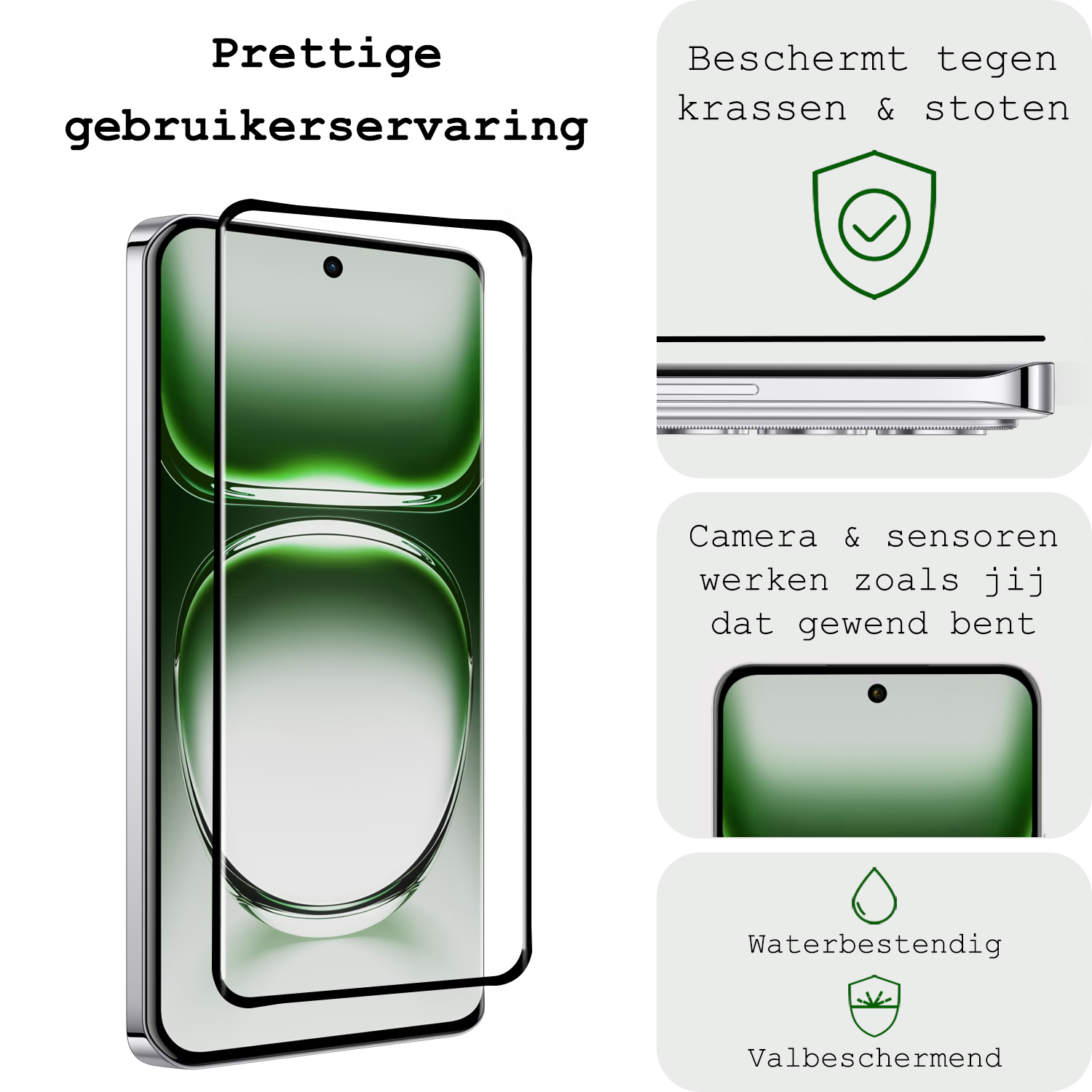 BASEY. Screenprotector Geschikt voor Oppo Reno12 Pro Screenprotector Beschermglas Full Cover - Screenprotector Geschikt voor Oppo Reno12 Pro Screen Protector Full Cover - 3 Stuks