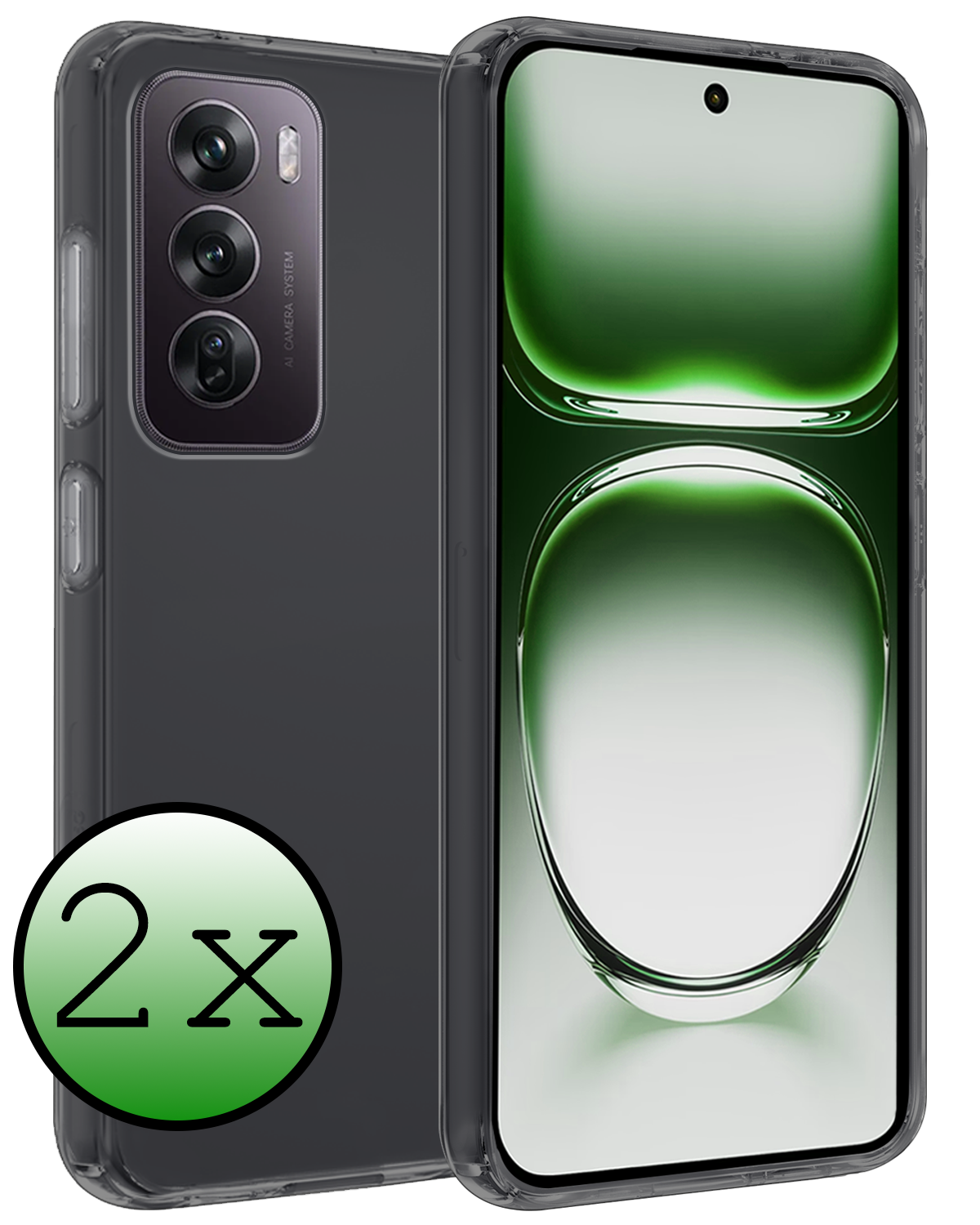 BASEY. Hoes Geschikt voor Oppo Reno12 Pro Hoesje Siliconen Back Cover Case - Hoesje Geschikt voor Oppo Reno12 Pro Hoes Cover Hoesje - Transparant - 2 Stuks
