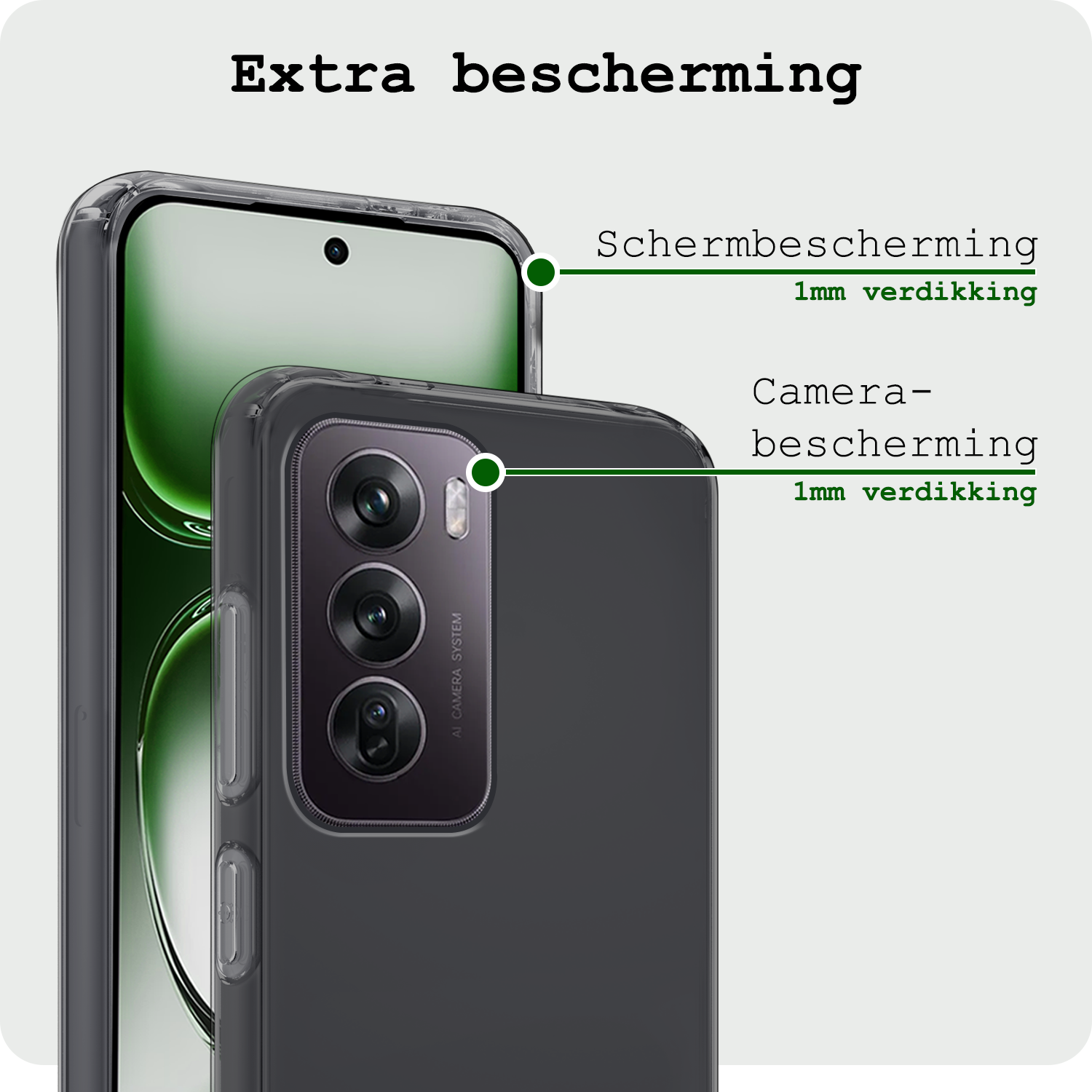 BASEY. Hoes Geschikt voor Oppo Reno12 Pro Hoesje Siliconen Back Cover Case Met 2x Screenprotector - Hoesje Geschikt voor Oppo Reno12 Pro Hoes Cover Hoesje - Transparant