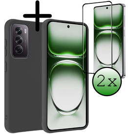 BASEY. BASEY. Oppo Reno12 Pro Hoesje Siliconen Met 2x Screenprotector - Zwart