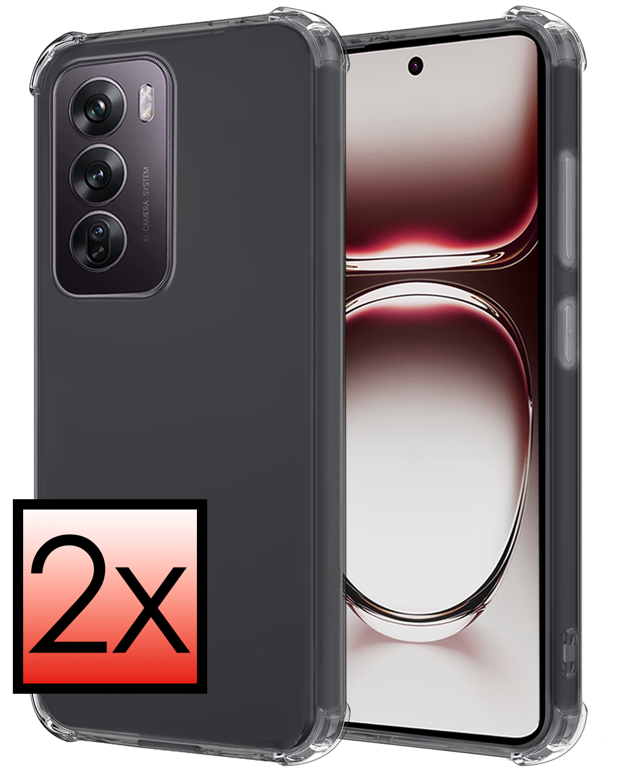 NoXx Hoesje Geschikt voor Oppo Reno12 Pro Hoesje Shock Proof Cover Case Shockproof - Hoes Geschikt voor Oppo Reno12 Pro Hoes Siliconen Back Case - Transparant - 2 PACK