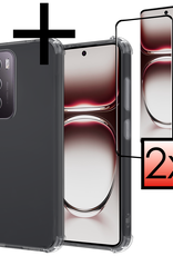 NoXx Hoesje Geschikt voor Oppo Reno12 Pro Hoesje Shock Proof Cover Case Shockproof Met 2x Screenprotector - Hoes Geschikt voor Oppo Reno12 Pro Hoes Siliconen Back Case - Transparant